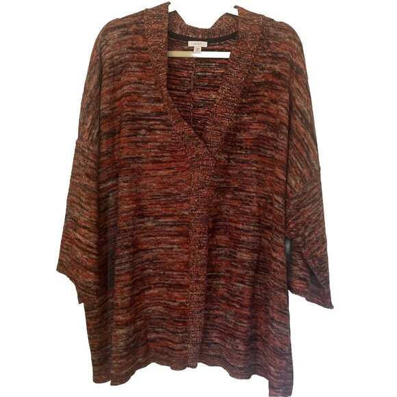 J Jill Pure Jill Womens 2XLSpace Dyed Marled Campari VNeck Sweater Multicolored - Picture 3 of 9